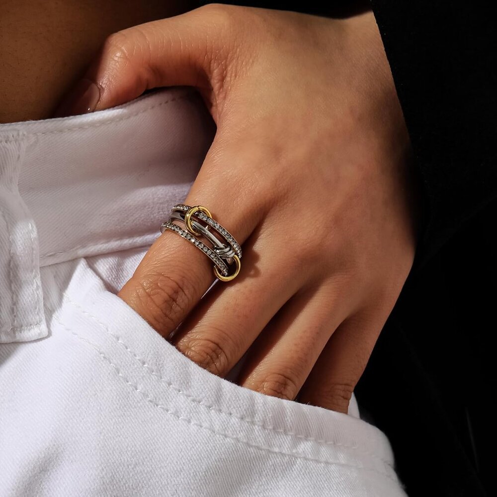 Versatile 18k Gold Stackable Rings With Zircon - … - image 3